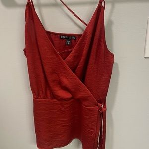 Express Red Wrap top